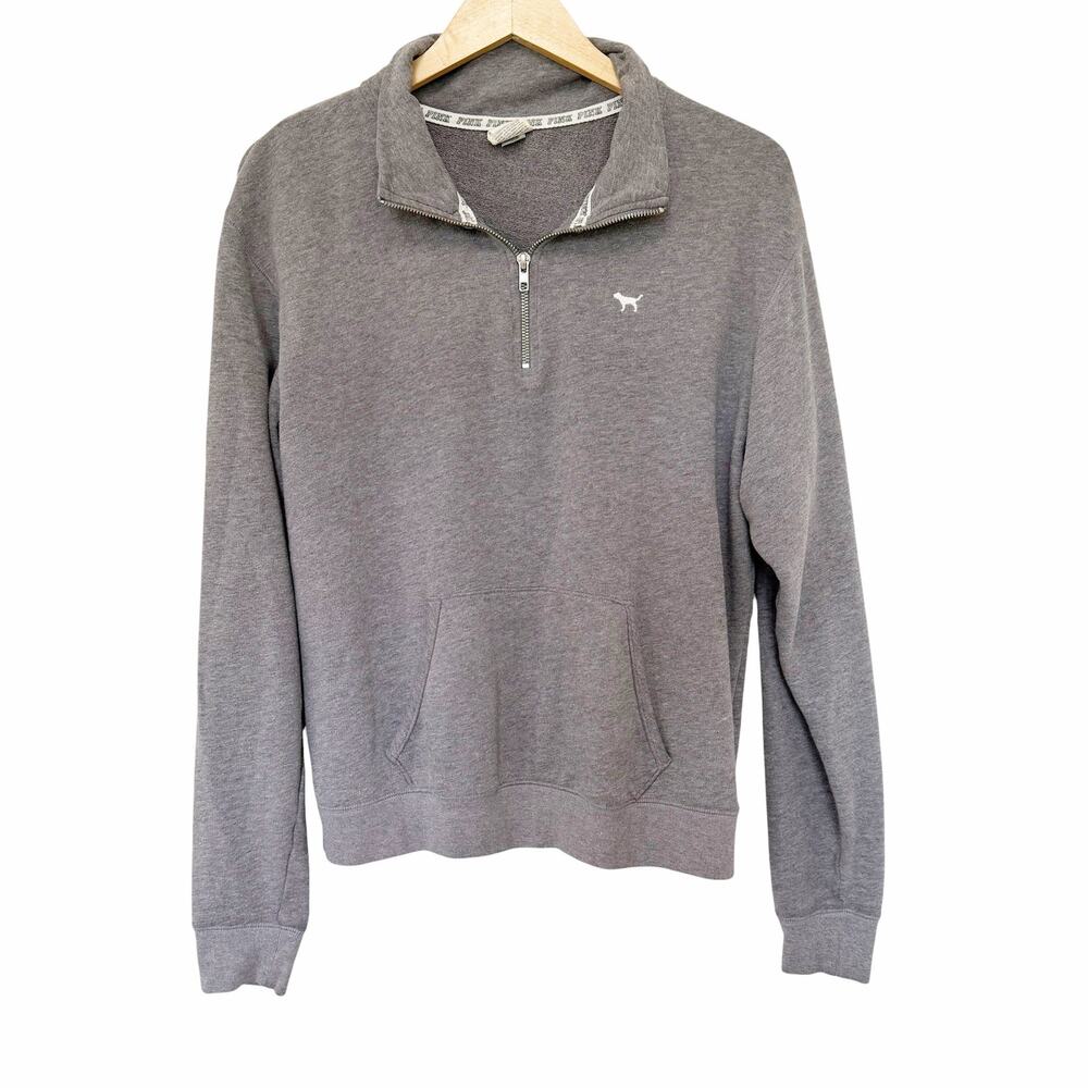 Victoria's Secret PINK Gray Quarter Zip Sweatshirt Sz S